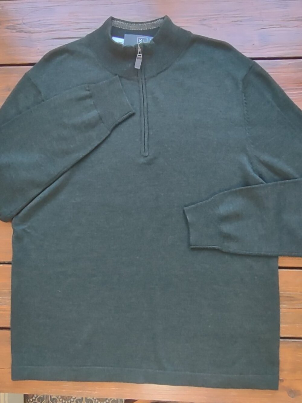 NWT Jos A Bank Traveler 100% Merino Wool 1/4 Zip Sweater Dark Green  Size XL - Picture 4 of 11